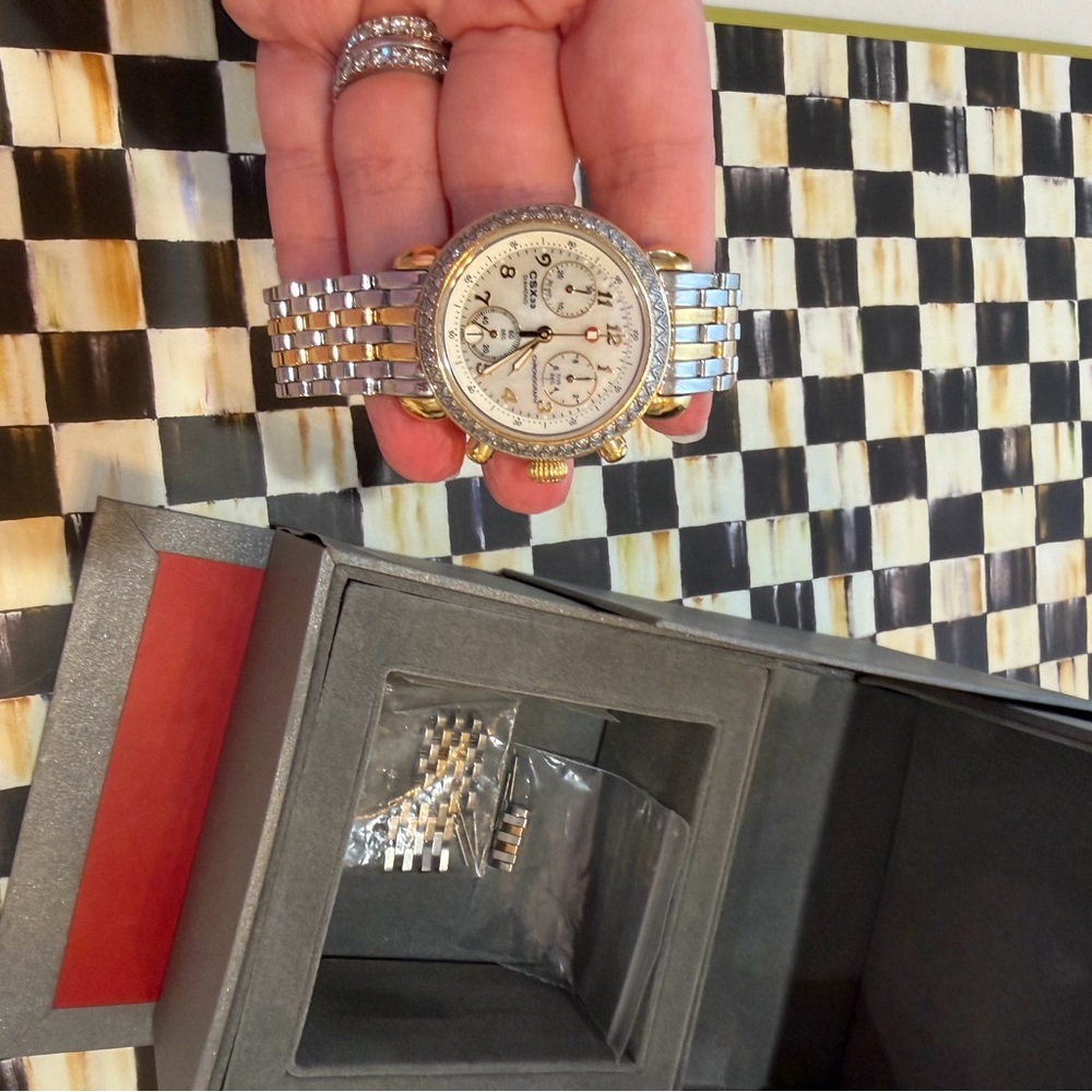 Michele CSX Diamond 18K Gold/ Silver Bracelet Watch - Picture 6 of 12